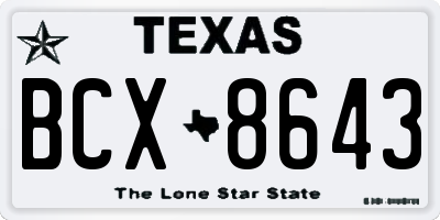 TX license plate BCX8643