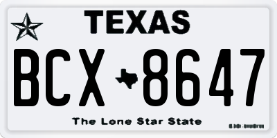 TX license plate BCX8647