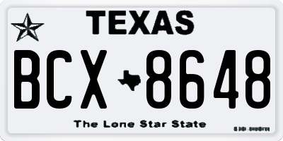 TX license plate BCX8648