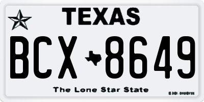 TX license plate BCX8649