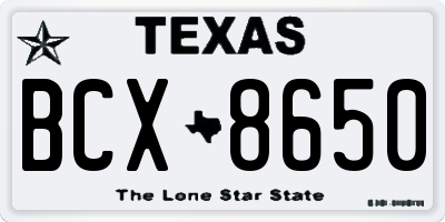 TX license plate BCX8650