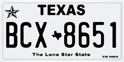 TX license plate BCX8651