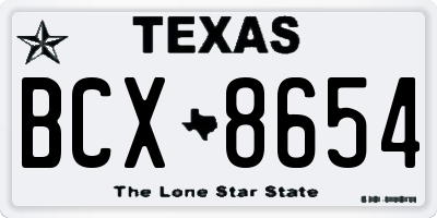TX license plate BCX8654