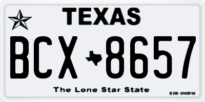 TX license plate BCX8657