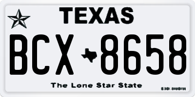 TX license plate BCX8658