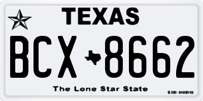 TX license plate BCX8662
