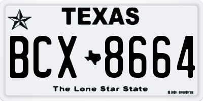 TX license plate BCX8664