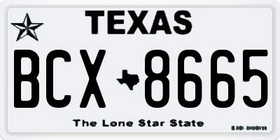 TX license plate BCX8665