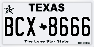 TX license plate BCX8666