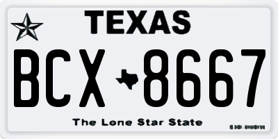 TX license plate BCX8667