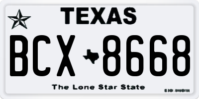TX license plate BCX8668