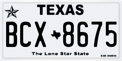 TX license plate BCX8675