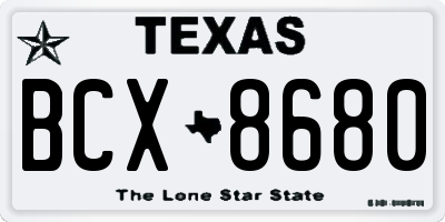 TX license plate BCX8680
