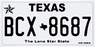TX license plate BCX8687