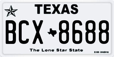 TX license plate BCX8688
