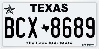 TX license plate BCX8689