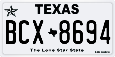 TX license plate BCX8694