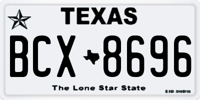 TX license plate BCX8696