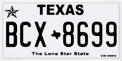 TX license plate BCX8699