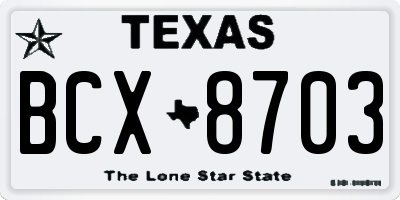 TX license plate BCX8703