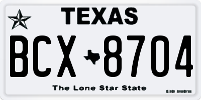 TX license plate BCX8704