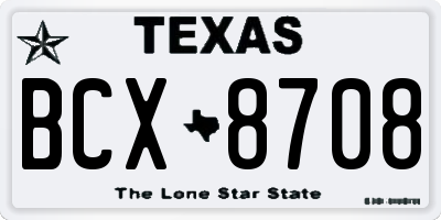 TX license plate BCX8708
