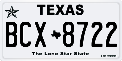 TX license plate BCX8722
