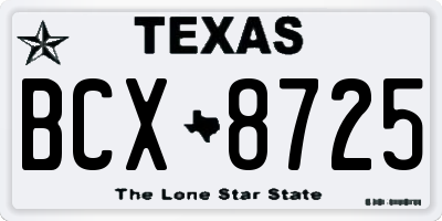 TX license plate BCX8725