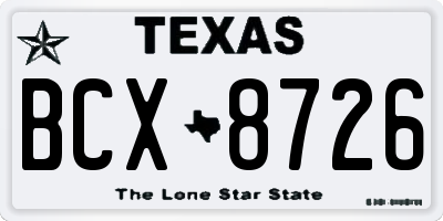 TX license plate BCX8726