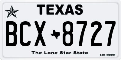 TX license plate BCX8727