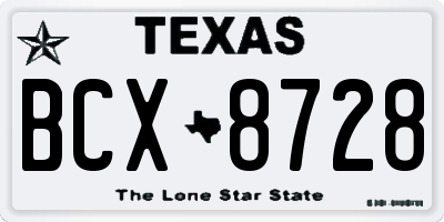 TX license plate BCX8728