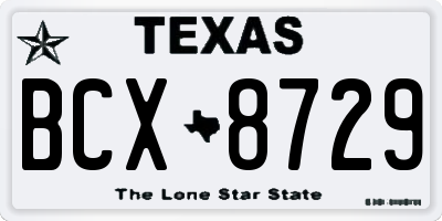 TX license plate BCX8729