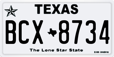 TX license plate BCX8734