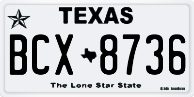 TX license plate BCX8736