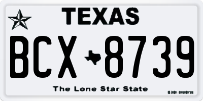 TX license plate BCX8739