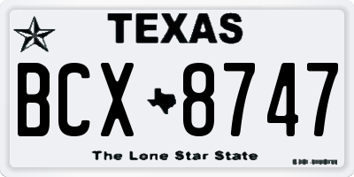 TX license plate BCX8747