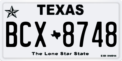 TX license plate BCX8748