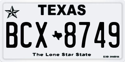 TX license plate BCX8749