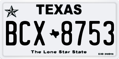 TX license plate BCX8753
