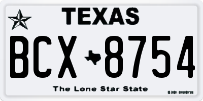 TX license plate BCX8754
