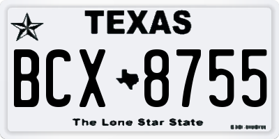 TX license plate BCX8755