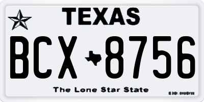 TX license plate BCX8756