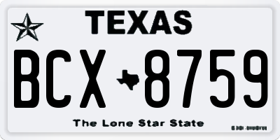 TX license plate BCX8759