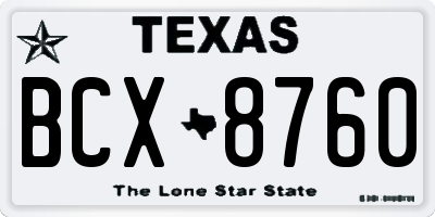 TX license plate BCX8760