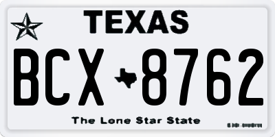 TX license plate BCX8762