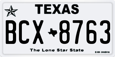 TX license plate BCX8763