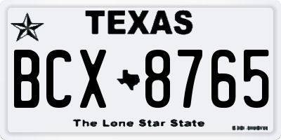 TX license plate BCX8765