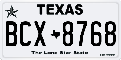 TX license plate BCX8768