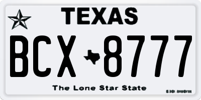 TX license plate BCX8777
