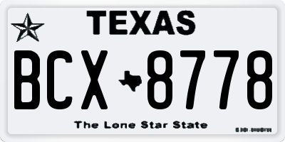 TX license plate BCX8778